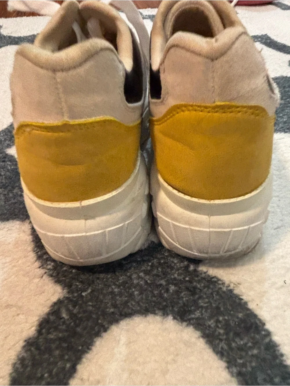 Source Unknown Pink, Yellow & Beige Platform Chunky Sneakers